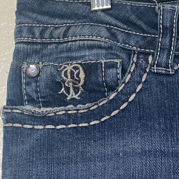 Paisley Sky Jean Mid Wash Blue Low Rise Boot Cut 5 Pocket W12 Embroidery Studded - Picture 8 of 16